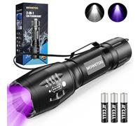 MOWETOO Linterna UV 2 en 1, Linterna LED 3500LM, Linterna Militar, Ultravioleta Linterna Luz UV con 4 Modos, Zoom IN/out, 395nm, Aluminio, Anti-caída, Impermeable