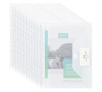 MOWETOO - Lote de 22 bolsas de plástico A4 perforadas con solapa, transparente protege documento A4, con 11 agujeros, para la oficina de la escuela, para organizar documentos