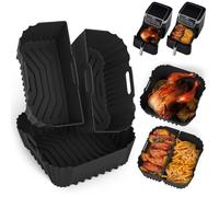 MOWETOO Molde de Silicona para Freidora de Aire, Accesorio Airfryer 3 Piezas, Base de Silicona Reutilizable 22×23 cm, para COSORI Turboblaze 6L/5,5L/6,2L/6,4L, Philips NA230/00 6,2L, Ninja AF180EU