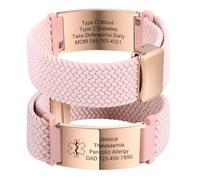 MOWOM Medical Pulseras de Alerta Médica Personalizadas para Hombre Mujer Placa de Identificación de Repuesto de Acero Inoxidable Correa Elástica de Nylon Pulsera Médica de Emergencia Supervivencia #7