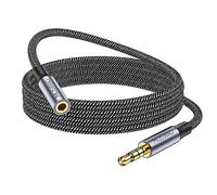 MOWSAG Alargador Jack 3.5 con Microfóno, Alargador Auriculares 3.5mm con HiFi Sonido, 4 Pines Cable Jack 3.5 mm Macho a Hembra Compatible con Switch, PS5 / PS4, Cascos, Altavoz, PC, Móvil