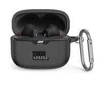 MOWYEOK Funda de silicona compatible con JBL Tune 230NC TWS, funda portátil de silicona resistente a arañazos y golpes, frontal LED visible, para JBL Tune 230NC, accesorios de carcasa con mosquetón,