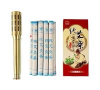 Moxa Artemisa Puro,Moxa Sin Humo 12 En 1 Box Copper palillo de Moxa Instrumento 10 Sticks(Ivory)