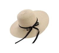 Moxamo Sombrero para el Sol para Mujer, Sombreros Floppy Plegable Bowknot Grande ala Ancha Paja Sombreros de Mujer Verano Playa Cap protección UV (Beige)