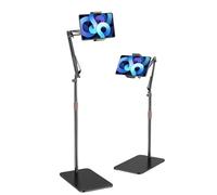 Moxamo Soporte de suelo para tablet, cama superior, teléfono, altura media, soporte de brazo ajustable, soporte de suelo universal compatible con iPhone iPad Pro Air Mini, Samsung Tab, Kindle