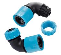 Moxeupon Acoplamiento de manguera de agua para jardín, dos conexiones rápidas, conector de noventa grados curvado para lavabos exteriores, camping, césped y fuego