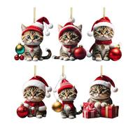 Moxeupon Adornos De Gato para Árbol De Navidad, Adornos Decorativos para Colgar con Figuras De Gatos, Adornos Decorativos De Animales Colgantes 2D para Ventana, Puerta, Pared, Mochila
