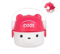 Moxeupon Bote para aperitivos para niños pequeños - Oso tierno doble capa Sandwichera 800 ml, cuencos de comida saludable con control de porciones para niños, escuela, ensalada, trabajo y desayuno