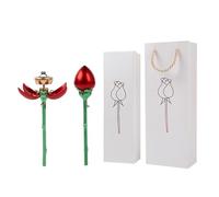 Moxeupon Caja de anillo de flores, Caja de anillo de propuesta,Caja de anillo de joyería de flores con tallo | Empuje el soporte automático de almacenamiento de joyería abierta, organizador romántico