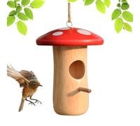 Moxeupon Casa de colibrí para ayudar a anidar - Caseta colgante con soporte, casa de madera con decoración de setas como refugio para animales, jardín, balcón, terraza y exterior