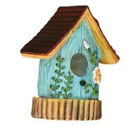 Moxeupon Casetas para pájaros para exteriores, para exteriores, nido de resina al aire libre, nido de pájaros, colorido, casa decorativa para mascotas, decoración de jardín para terraza, balcón