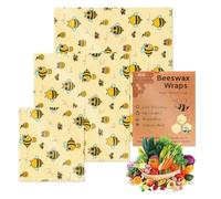 Moxeupon Envolturas de cera de abejas para alimentos,Envoltura de alimentos de cera de abejas reutilizable, Envoltura de cera de abejas para almacenamiento de alimentos, orgánica, reutilizable y