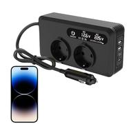 Moxeupon Inversor de Coche 200W,Adaptador De Coche Toma Corriente Inversor De Batería - Cargador para Viajes Adaptador Versátil para Pequeños Electrodomésticos Portátiles Drones