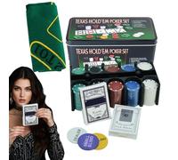 Moxeupon Juego de - Texas Hold 'Em Poker Chip Set | Antideslizante Resistente a la Abrasión Multifuncional Juego para Dados Nocturnos Viaje Familia Amigos Compañeros