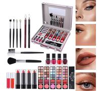 Moxeupon Kit Completo De Maquillaje Con Todos Los Elementos,Paleta De Sombras Rubor Y Barra De Labios | Equipo De Belleza Resistente A Manchas Para Viajes Y Eventos Con Herramientas