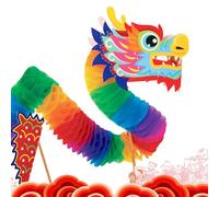 Moxeupon Marioneta de dragón de Papel, dragón del Año Nuevo Chino, Guirnalda de dragón de Papel Hecha a Mano con dragón de Año Nuevo, Kits de Marionetas del Año del Dragón, Decoraci de Fiesta