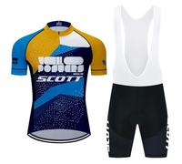 Moxilyn Ropa Ciclismo Set Manga Corta Mono Ciclismo Hombre Completo Ciclismo Verano para Bicicleta de MTB con Pantalones Cortos Acolchados de Gel Transpirable