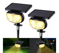 Moxled Lámparas solares para jardín exterior, 3000 K, blanco cálido, 2 unidades, IP65, resistentes al agua, 11 modos, luces solares para exterior, jardín, patio, pasarela