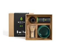 Moya Matcha set Juego de Té Orgánico Japonés Té Verde En Polvo | Traditional (II) Grado Matcha 30g + Cuenco Verde + Batidor + Titular + Cuchara | Té Matcha set para sirve el te verde