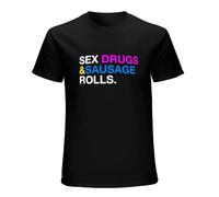 MOYANSHUHUA Sex Drugs and Sausage Rolls Funny Slogan Unisex T-Shirt Mens Black Men Tees M