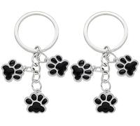 Moydolo 2 llaveros con colgante de pata de gato de metal con garra de perro, llavero de regalo para mujeres y niñas, Negro