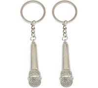 Moydolo 2 llaveros de micrófono, mini llavero de voz con música, colgante de recuerdo, regalo para amantes de los cantantes, cartera, bolsa