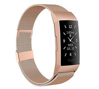 Moydolo Compatible con Fitbit Charge 3 Strap/Charge 4, correa de acero inoxidable para hombre y mujer, correa de cierre magnético ajustable, correa de repuesto para Charge3/Charge 4/Charge 3 SE, Groß,