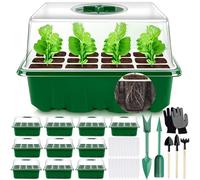 MOYKSRR 10Pcs 120 Agujeros Bandejas Semilleros de Germinacion, Bandejas Semilleros, Mini Invernadero, Plántulas Bandejas de Arranque Invernadero Bandeja de Cultivo con Domo de Humedad Ajustable