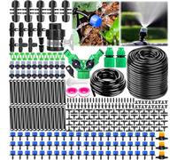 MOYKSRR 387PCS Sistema de Riego por Goteo, 55M+15M Sistema de Riego Jardín, Kit Riegos con Ajustable Boquilla Aspersor Pulverizador y Gotero Automatico para Jardin, Invernadero, Terraza o Césped