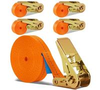 MOYKSRR 4 Piezas Correa de Amarre con Trinquete, Tensor de Carraca 6 m de Largo, 25 mm de Ancho, Cinchas de Amarre Carga 800kg, Correas de Tensión con Trinquete para Portabicicletas, Surf, Bici, Kayak