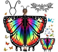 MOYKSRR Alas Mariposa Niño, 3pcs Disfraz Niñas con Diadema, Máscara y Alas de Mariposa, Disfraz de Alas de Mariposa, Capa de Alas de Mariposa, Adecuado para Carnaval, Halloween, Juegos de rol