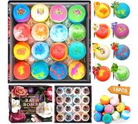 MOYKSRR Bombas de Baño, 16 Bombas de Baño Naturales, Spa Baño de Burbujas, Orgánicas y Naturales Artesanales de Baño de Burbujas, Set Regalo - para Regalos Mujer,Hombre,Niños,Navidad,San Valentin