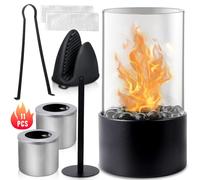 MOYKSRR Chimenea de Mesa, Chimenea Bioetanol, Hoguera de Bioetanol Portátil con 2 Cámaras de Combustión, Duración de Combustión Infinita, para Interior y Exterior, Jardín, Balcón, Salón