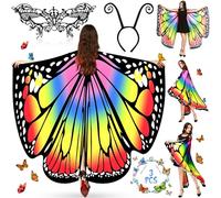 MOYKSRR Disfraz de Mariposa para Mujer, Chal de Alas de Mariposa Adulto, Disfraz de Mariposa de Mujer Tela Suave, Alas de Mariposa para Halloween Carnaval Fiesta Cosplay Navidad Fiesta de Baile