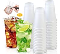 MOYKSRR Juego de 50 Vasos de Fiesta, Vasos de Plástico Duro Transparente 500ml/16oz, Reutilizable Vasos de Plástico para Batidos, Zumos, Bebidas Frías - Bodas, Cumpleaños, Navidad, Fiestas
