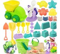 MOYKSRR Juguetes de Playa para Niños, 28 Piezas Set Cubo Playa en Bolsa de Malla, Incluye Palas y Moldes de Arena, Regalo para Niño y Niña