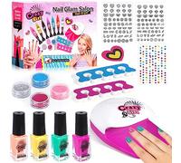MOYKSRR Set de Manicura para Niña, Kit Pintauñas para Niñas, Juegos de Salón Manicura para Niños, Juego de Uñas para Niñas con Secador de Uñas, Pegatinas, para Niñas de 6 7 8 9 10 Años