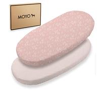 MOYO Sábana bajera ajustable para bebé, 90x55, juego de 2 unidades, 100 % algodón, para bebés o niños pequeños. Sábana bajera con certificado Öko-Tex, elástico (rosa)