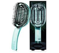 MOYOKO Cepillo desenredante ventilado para cabello fino, ondulado, liso, rizado, grueso, sin tirones, diseño ergonómico, para mujeres, hombres, niños, cabello húmedo y seco (cromo azul)