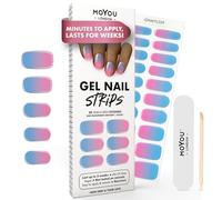 MOYOU LONDON Tiras de gel UV semiendurecidas - 20 unidades - Láminas de gel UV para manicura de calidad de salón - Juego con lima de uñas y palitos de madera - How Deep is Your Love