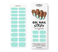 MOYOU LONDON Tiras de gel UV semiendurecidas - 20 unidades - Láminas de gel UV para manicura en calidad de salón - Set con lima de uñas y palitos de madera - menta Condition