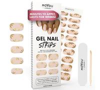 MOYOU LONDON Tiras de gel UV semiendurecidas - 20 unidades - Láminas de gel UV para manicura en calidad de salón - Juego con lima de uñas y palitos de madera para cutículas - When in Rome