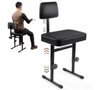 MoyRetty Banco de piano ajustable con respaldo, teclado con respaldo, asiento de altura ajustable para cojín acolchado para músicos, taburete de piano, silla color negro