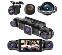 moytarcp 4-Channel 1080p Car Recorder - 360° View 4 Channel Dash CAM, Driving Security 4k HD Dash CAM Camera, 1080p Car Recorder with Night Vision, Built-In Wi-Fi GPS (Four Cameras with WiFi and GPS)