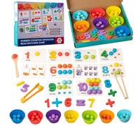 moytarcp Montessori Arithmetic Math Toy Set - Colorful Beads, Chopsticks, Silicone Digital Learning with Beads, Montessori Silicone Digital Toy, Number Blocks, Daily Number Match (1set)