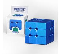 Moyu Mirror Cube V2, 3x3 Stickerless Cube 3x3x3 Magic Speed Cubo Original, Traditional 3D Puzzle Magic Cubo for Kids, Teenagers (Blue)