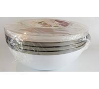 Mozaik Juego de 12 tazones de plástico con Tapas, cucharas y Tenedores para Servir, Color Blanco