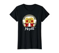 Mozart Kawaii Camiseta gráfica económica, Mujer, Negro, XS