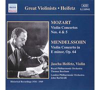 Heifetz,Jascha - Mozart, Concertos N 4 & 5 - Mendelssohn, Concerto En Mi Mineur Op. 64