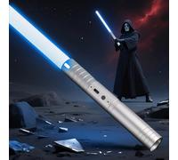 MOZC Espada Láser, Sable de Luz de 2 en 1 15 Colores, 4 Modos y Efectos de Sonido FX, Sable de Luz de Carga USB-C,Espada láser para niños Halloween Cosplay (Plateado 1PC)